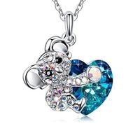 Collana Koala con cuore blu su cristalli austriaci, statuetta Koala, Koala