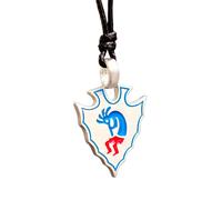 Collana Kokopelli Uomo Ciondolo Freccia Peltro Smalto Gioielli Nativi Hopi...