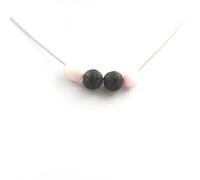 Collana Kunzite Del Brasile + Perle Lava 8 MM Catena IN Acciaio Inossidabile