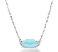 Collana labbra Bocca lolita turchese agglomerato montatura in argento 925 rodiato con catenina regolabile gioiello artigianale