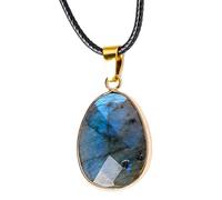 Collana labradorite - Collana con bilanciamento energetico da 2,6 cm, collana con ciondolo in labradorite blu naturale, gioiello unisex con pietra di luna