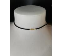 Collana laccio cordoncino girocollo caucciù cm 40 uomo donna oro giallo 18 kt