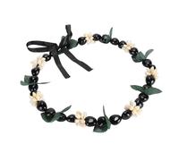 Collana Lei in conchiglia Kukui Nut, regolabile, realizzata a mano, versatile ed elegante, collana hawaiana in noce di Kukui per la laurea, #311, Resina, Nessuna gemma