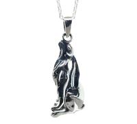 Collana lepre che guarda la luna ciondolo in argento sterling 925 catena 18" ...