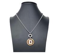 Collana Lettera Iniziale Nome Lunga Uomo Donna Acciaio Strass Oro Argento