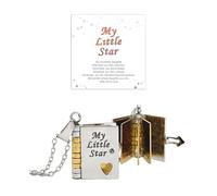 Collana Libro "My Little Star" Personalizzata in Acciaio Inossidabile Ragazze, Ciondolo con Pagine Incise e Cuore Dorato, Regalo di compleanno, Natale o anniversario da mamma e papà alla figlia