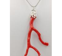 Collana lilli con ramo di corallo rosso linea Nereide argento 925%