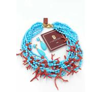 Collana Linea Nereide pasta di turchese e rami corallo rosso