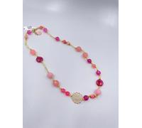 Collana linea Selene con quarzo rosa e agata rubino