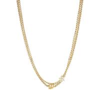 Collana Liu Jo Donna Icone LJ1683 Doppio Filo Acciaio Pvd Oro + Stella + Zirconi