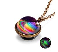 Collana Luminosa Vintage A Doppia Faccia Con Sfera Di Vetro - Collana Dell'Amicizia Fluorescente Dell'Universo Arcobaleno Collana Che Si Illumina Al Buio Gioielli Luminosi Per Donne Ragazze, Colore D