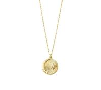 Collana Luna e Stella Oro con Pendente Moneta Starburst Celeste per Donna