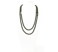 Collana lunga argentata di perle metallizzate verdi art. 930168B - Sodini