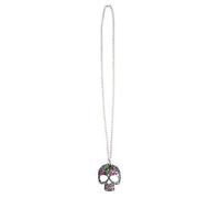 Collana lunga Catrina Dia de los Muertos con pendente teschio in metallo