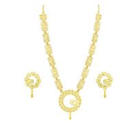 Collana lunga con ciondolo a forma di foglia, placcata in oro da un grammo, con orecchini (oro), ottone, senza pietre preziose