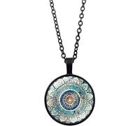 Collana lunga con ciondolo cabochon in vetro per San Valentino, anniversario di matrimonio, anniversario, collana con mandala, regalo per donne, bambini, bambini, collana intelligente alla moda