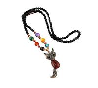 Collana Lunga con Goccia d'Acqua in Stile Etnico con Pendente in Ambra - Accessorio a Catena per Maglione retrò