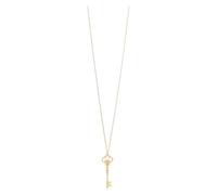 Collana lunga con pendente chiave con quadrifoglio