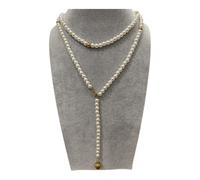 Collana Lunga con Perle Bianche e Pendente Sfera Dorata Shelly Vintage Elegante