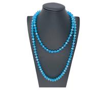 Collana Lunga Cristalli Grandi Sfaccettati Donna Moda Elegante Brillante Azzurro