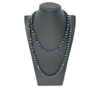 Collana Lunga Cristalli Piccoli Sfaccettati Donna Elegante Brillante Blu Notte