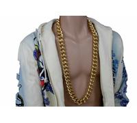Collana Lunga Da Uomo Moda Gioielli Catena Metallica Oro Chunky Gangster Pesante