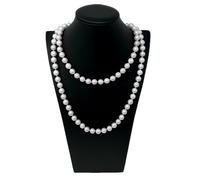 Collana Lunga di Madreperla Perla Donna Moda Modello Classico Elegante Bianco