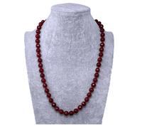 Collana Lunga di Pietra Dura Donna Elegante Modello Classico Rosso Scuro