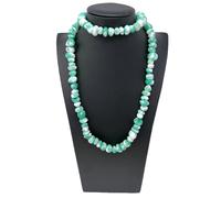 Collana Lunga di Pietra Dura Donna Moda Elegante Brillante Sfumato Verde Acqua