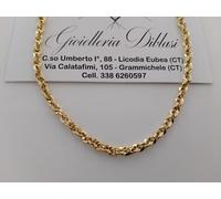 COLLANA Lunga Donna ORO GIALLO 18 Karati 750% Maglia Modello FUNE BRILLANTINATA