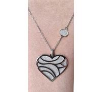 Collana Lunga Doppio Cuore Sovrapposto Grande Donna Acciaio Sagapo Glitter