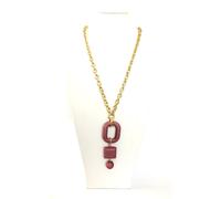 collana lunga dorata con pendenti glitterati rosa art. B000167 - Byba Bijoux