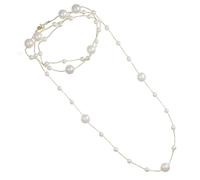Collana lunga in argento 925, catena diamantata con perle (ø 5-10 mm) alternate.