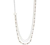 Collana lunga in argento con perle da donna con perline a strati collana lunga elegante bigiotteria regalo per la mamma, 82 cm, Perla, Nessuna pietra preziosa