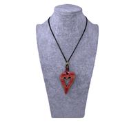 Collana Lunga in Resina Ciondolo Donna Elegante Modello Classico Cuore Rosso