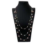 Collana Lunga Leggera Palline Moda Donna Elegante Modello Classico Brillante M/C
