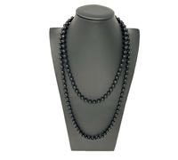 Collana Lunga Madreperla Perla Donna Moda Modello Classico Elegante Nero