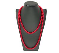 Collana Lunga Madreperla Perla Donna Moda Modello Classico Elegante Rosso
