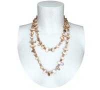 Collana Lunga Madreperla,perle,pietre Dure,cristalli da donna Beige M/37