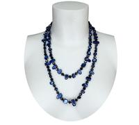 Collana Lunga Madreperla,perle,pietre Dure,cristalli da donna Blu Notte M/40