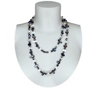 Collana Lunga Madreperla,perle,pietre Dure,cristalli da donna Nero Bianco M/19