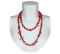 Collana Lunga Madreperla,perle,pietre Dure,cristalli da donna Rosso M/15