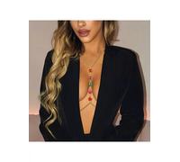 Collana lunga per seno gioiello bikini oro pietre colorate Breast Chain 50515