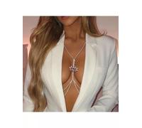 Collana lunga per seno gioiello bikini silver pietre colorate Breast Chain 61152