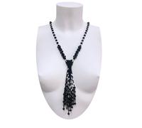Collana Lunga Perle Cristalli 8mm Brillante Classica Elegante da Donna