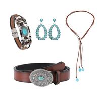 Collana lunga retrò etnica con accenti turchesi nappe da donna per amanti della moda girocollo lungo, One Size, come descritto, come descritto