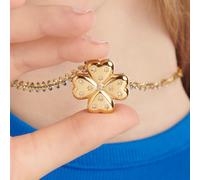 Collana Lunga Sagapo Quadrifoglio Dorata Regalo Compleanno Ragazza SSE07