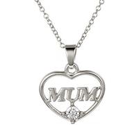 Collana Madre Hollow Our Love Heart Collana con Lettera Cubic Zirconia Taglio Rotondo per Ragazze Donne,ArgentoUtile e attraente.