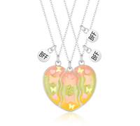 Collana magnetica coordinata con farfalla e scritta "Best Friend", per 3 persone