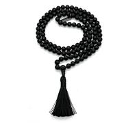 Collana Mala in tormalina nera, perline da 8 mm, pietra portafortuna per ottobre, segno del sole Bilancia e Scorpione, chakra della radice, collana mala in tormalina nera da 8 mm, pietra preziosa
